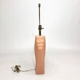 1980s salmon pink ceramic table lamp art deco pastel midcentury golden girls