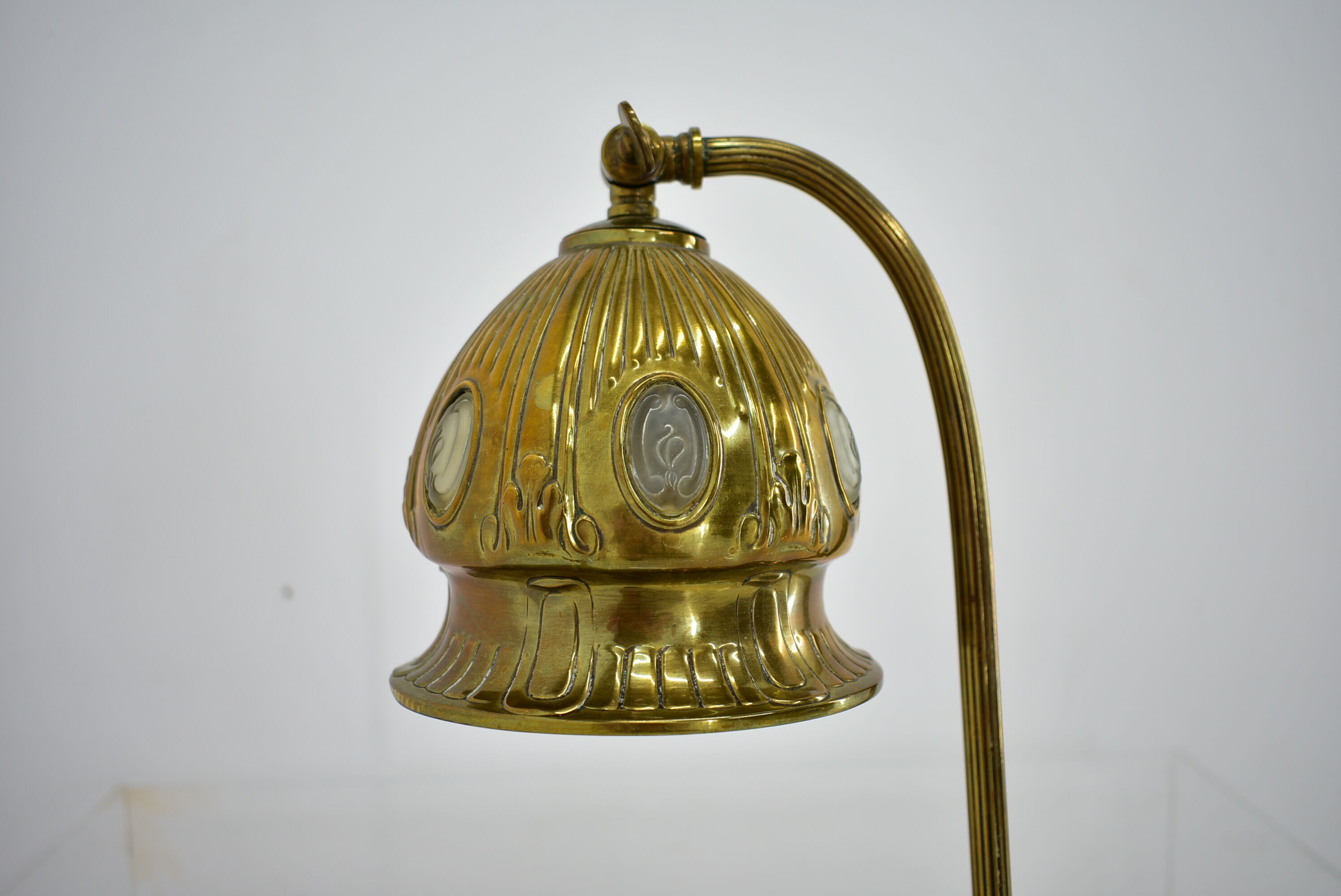 Brass Glass Vintage Table Lamp Style Vienna Secession, 1930s, Austria