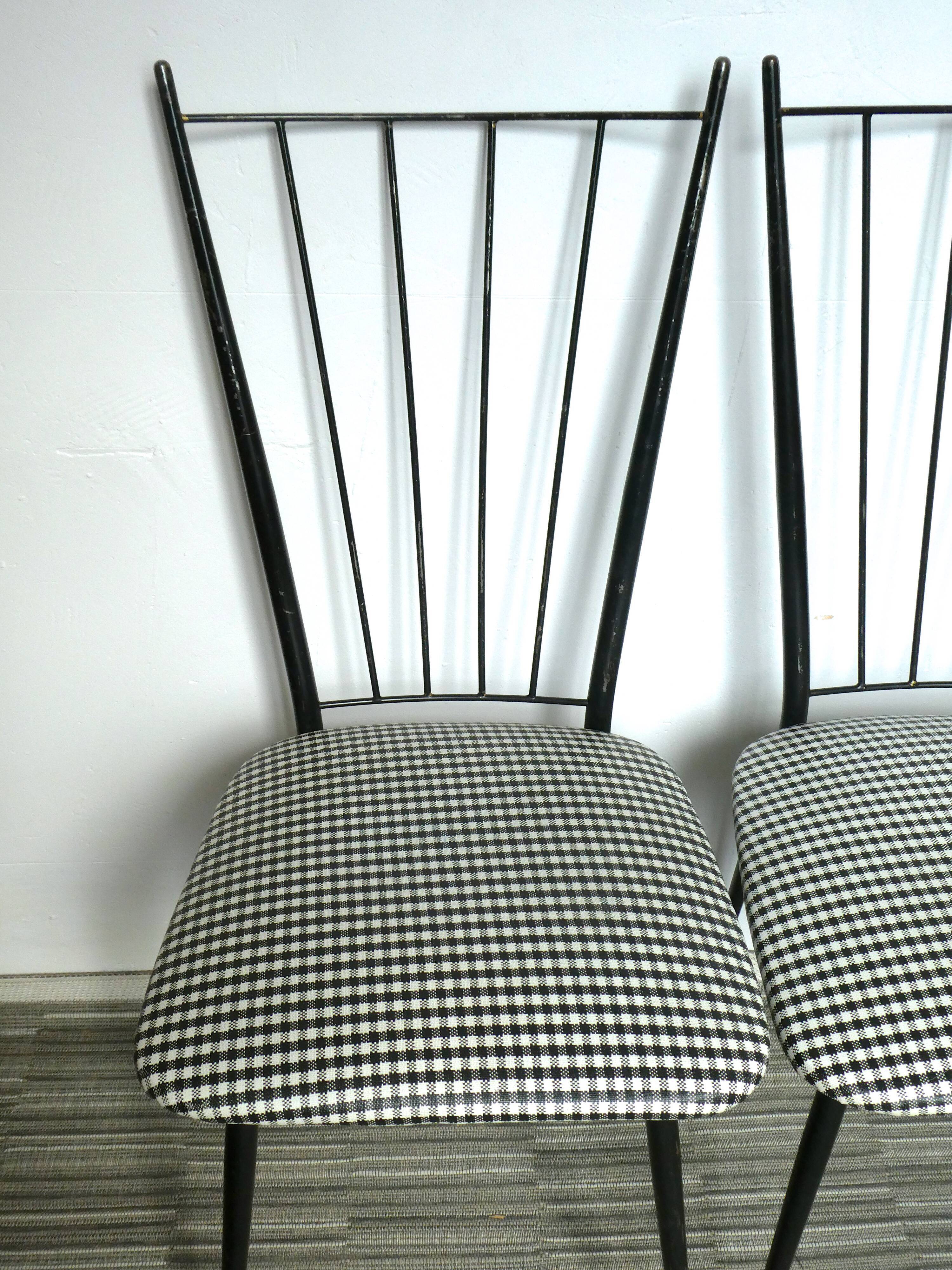 Paire de chaises Colette Gueden pied de poule années 50
