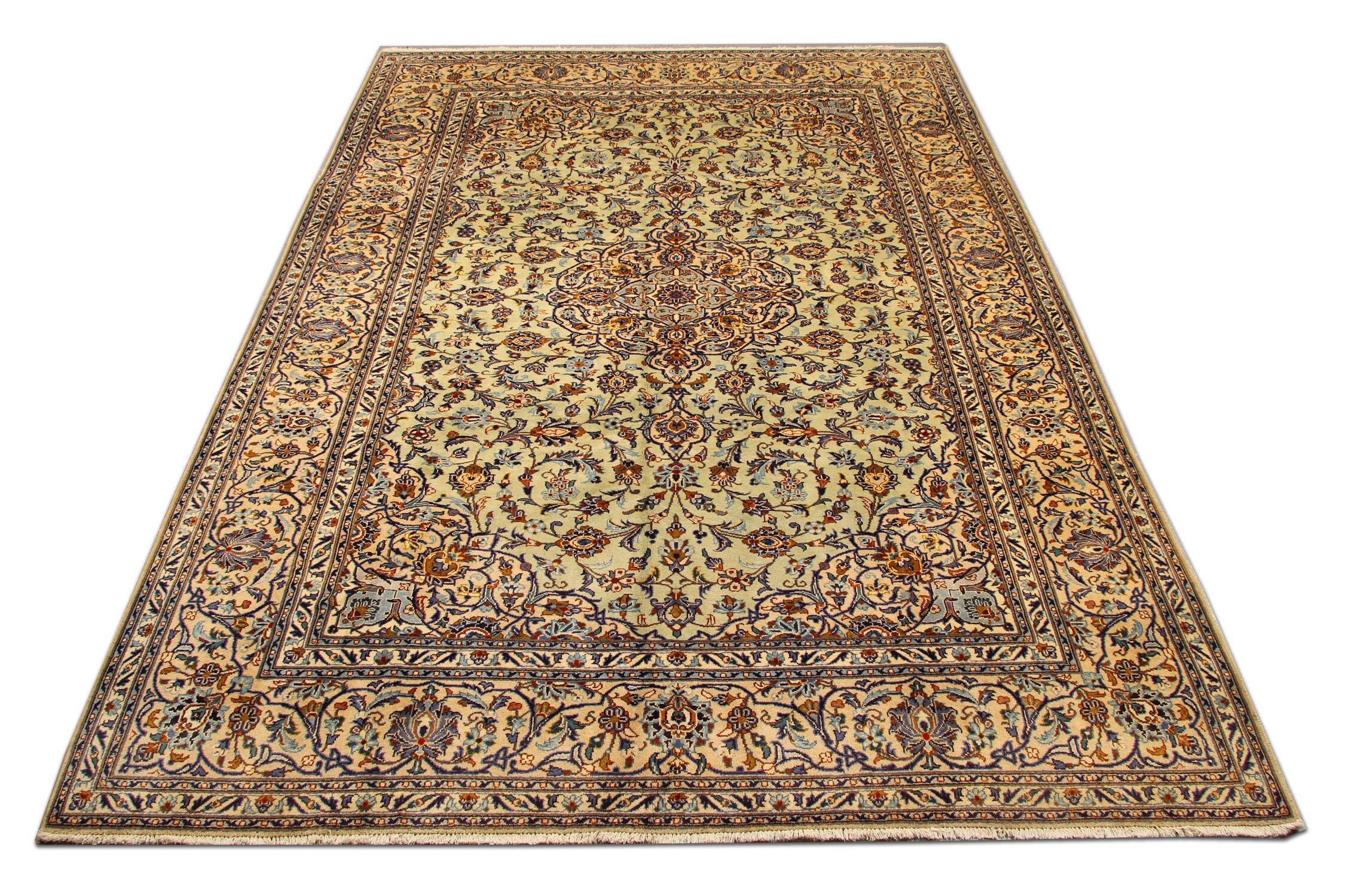 Large Oriental Wool Area Rug, Handmade Traditional Beige Carpet Rug- 260x360cm