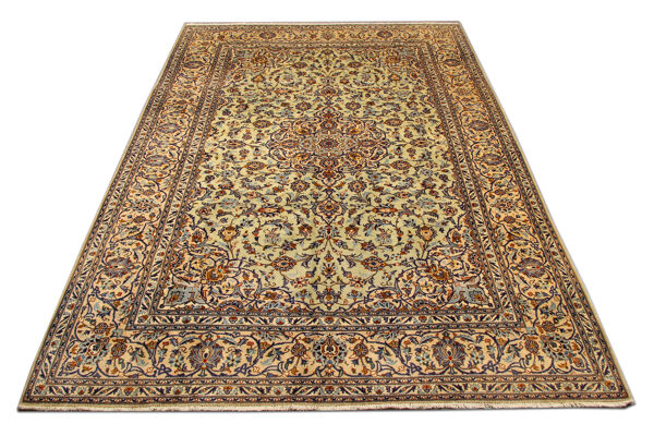 Grand tapis de laine orientale, tapis de tapis beige traditionnel fait à la main - 260x360cm