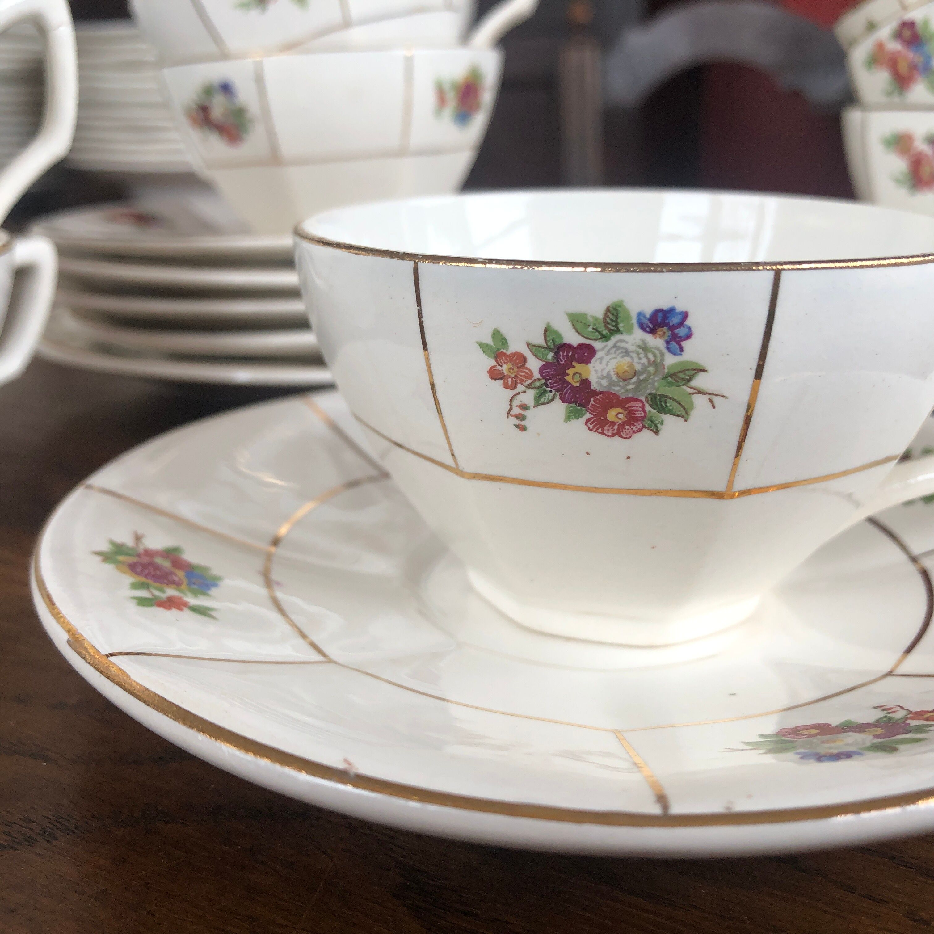 Set of 9 cups Prado Digoin and Sarreguemines