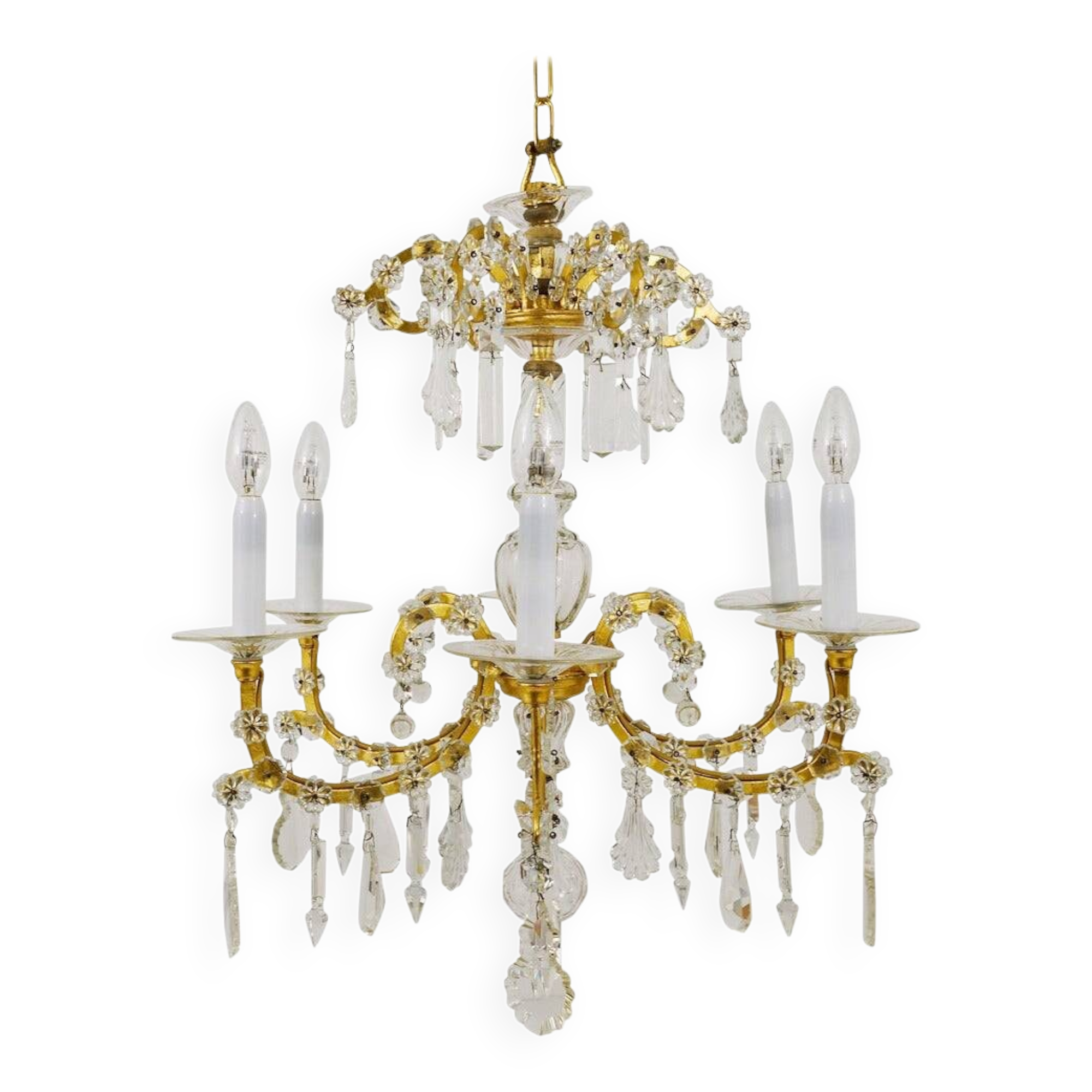 Maria Theresa salon chandelier, baroque Lobmeyr, crystal glass, Vienna, 1940s