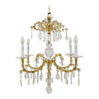 Maria Theresa salon chandelier, baroque Lobmeyr, crystal glass, Vienna, 1940s