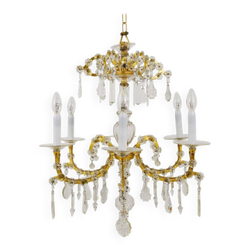 Maria Theresa salon chandelier, baroque Lobmeyr, crystal glass, Vienna, 1940s