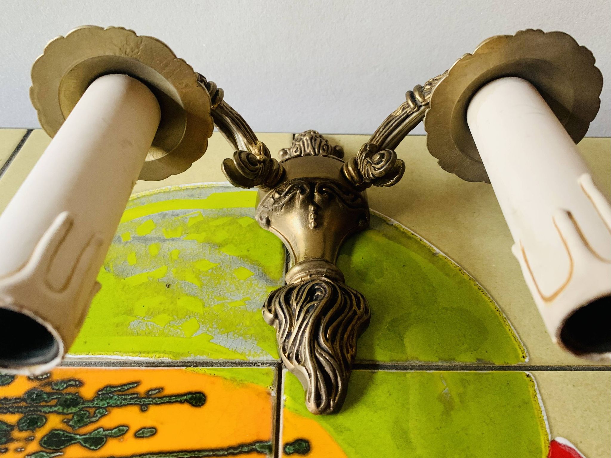 Paire d'appliques murales en laiton vintage