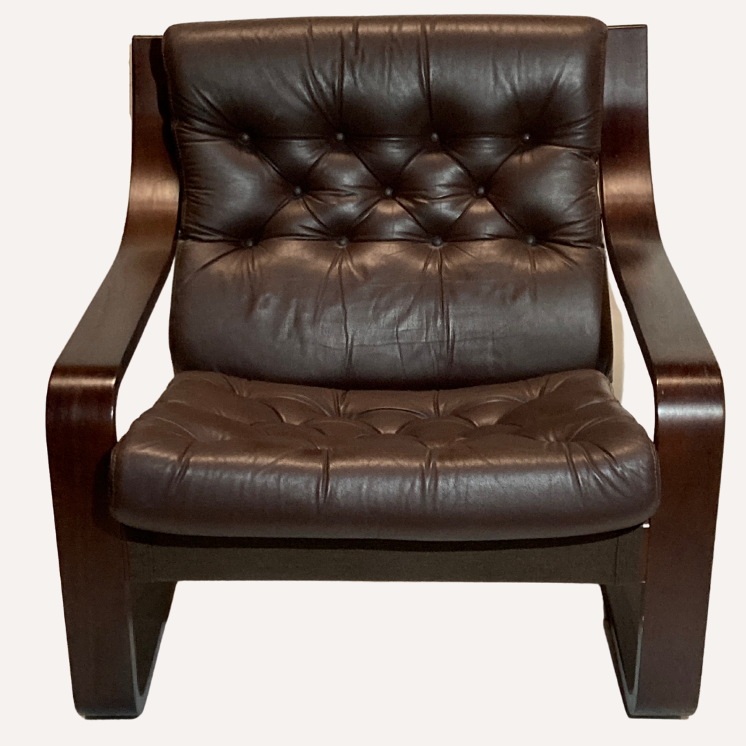 A leather lounge poäng chair by noboru nakamura for ikea, 1970s