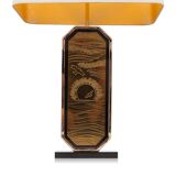 Gold plated desk lamp and brass print