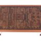 Grande table basse scandinave en marqueterie de bois debout