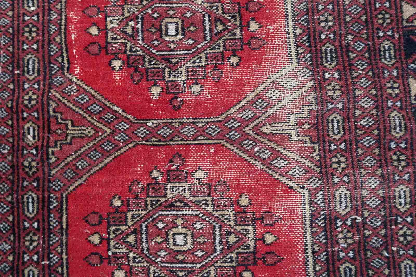 Handmade vintage rug Uzbek Bukhara 94cm x 163cm 1970s