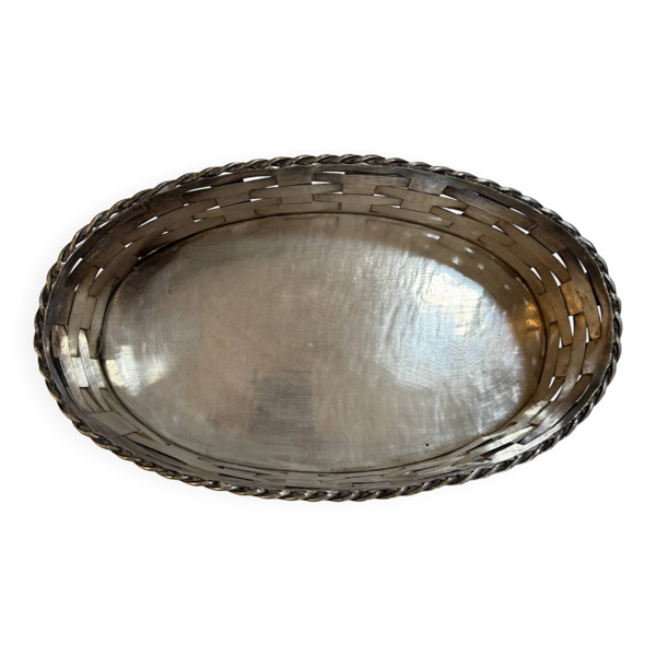 Corbeille à pain en métal argenté tressé