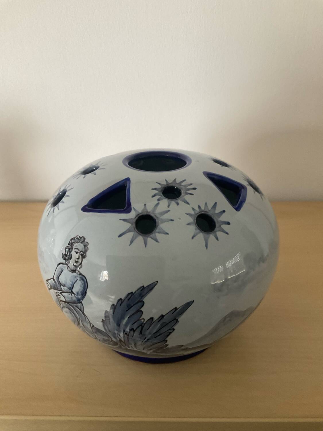 Vintage Nevers earthenware flower vase