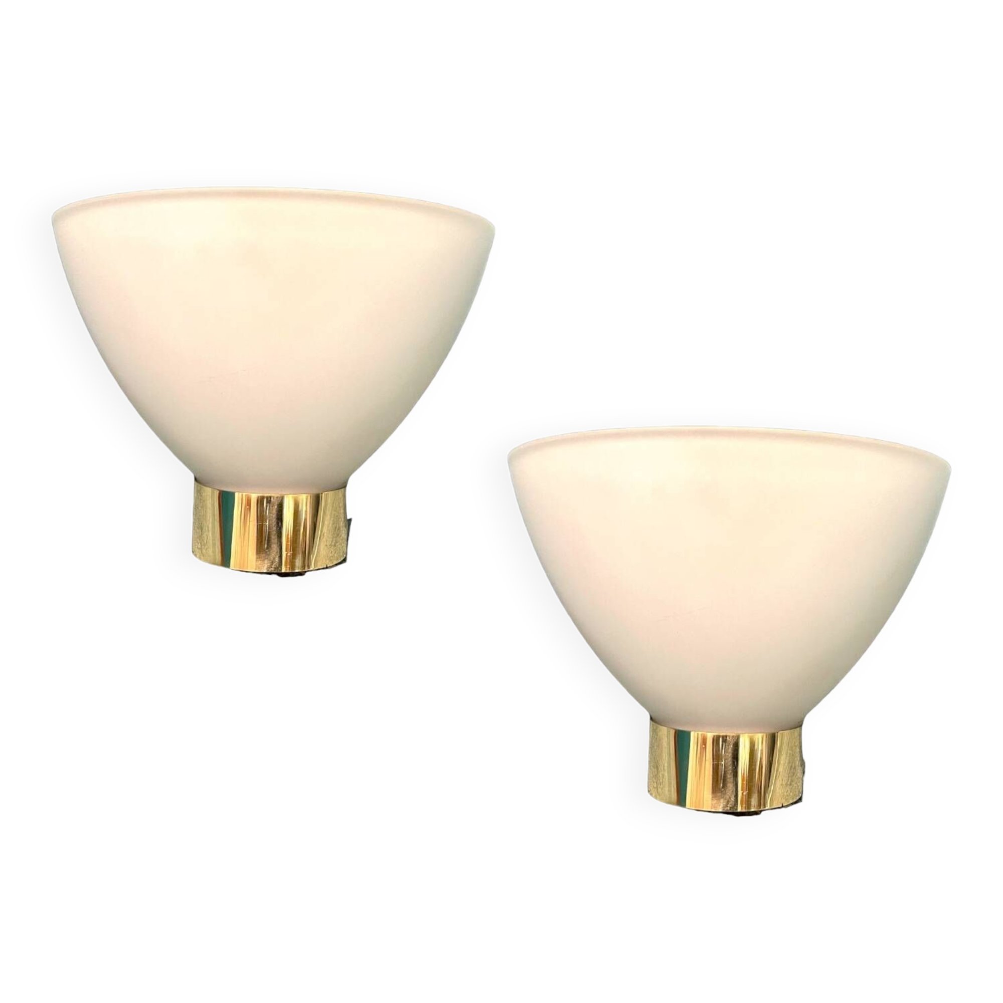 Opaline Glass Brass Sconces Set of 2