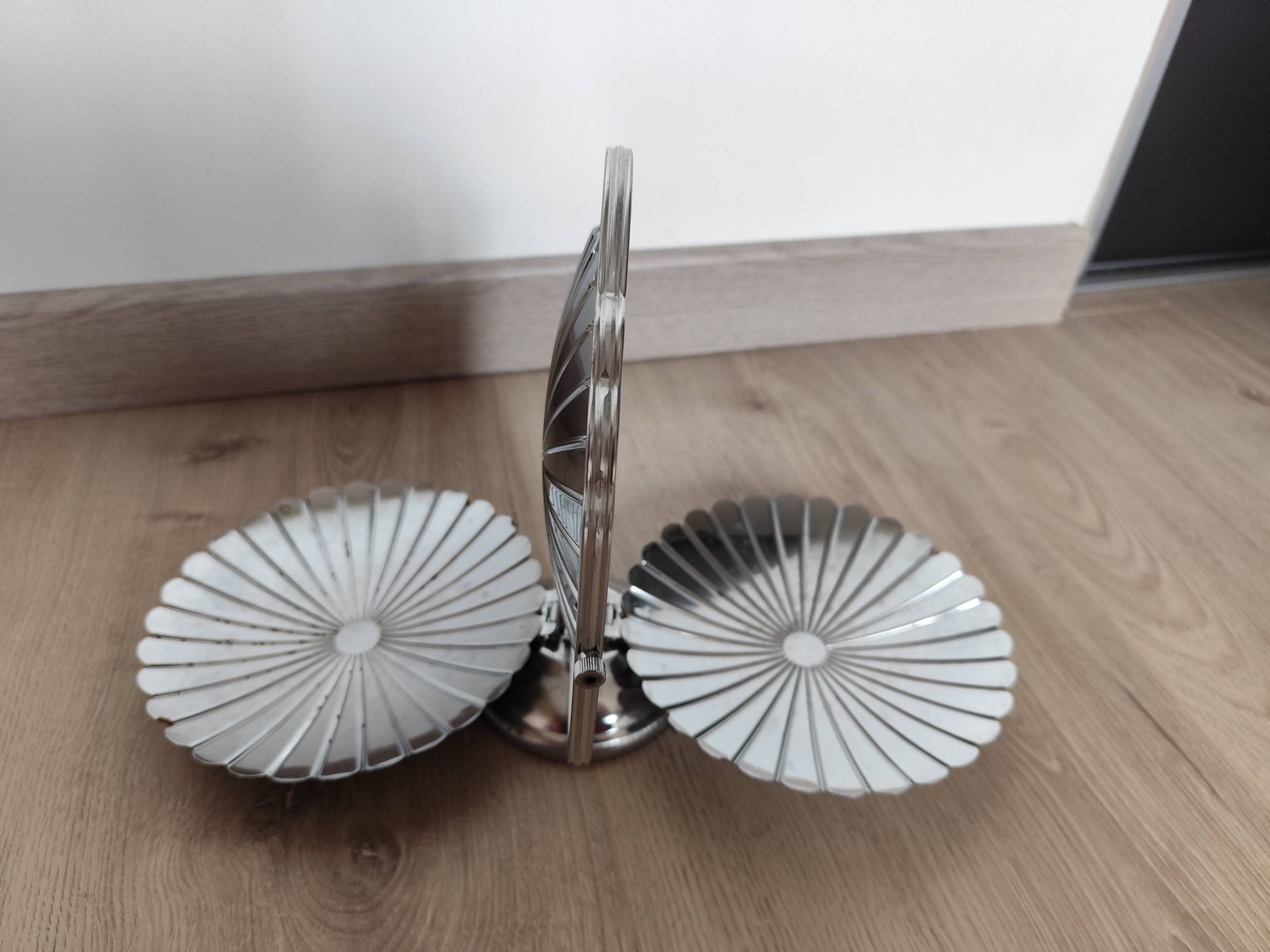 Vintage chrome-plated metal display stand for appetizers and petits fours
