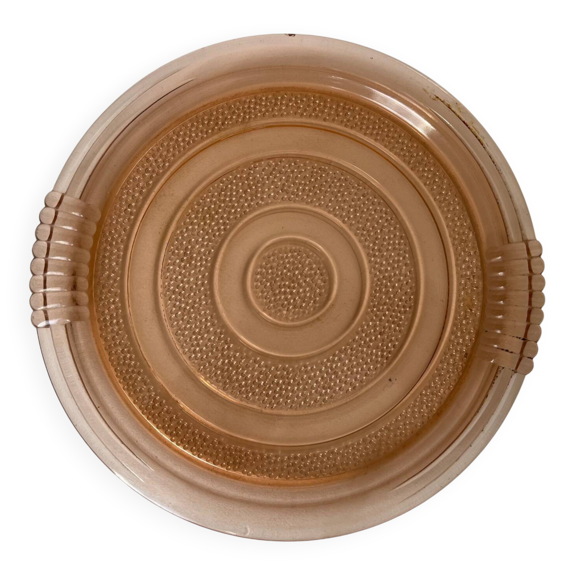 Plateau vintage en verre rose