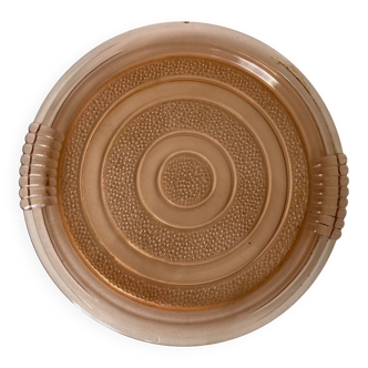 Plateau vintage en verre rose