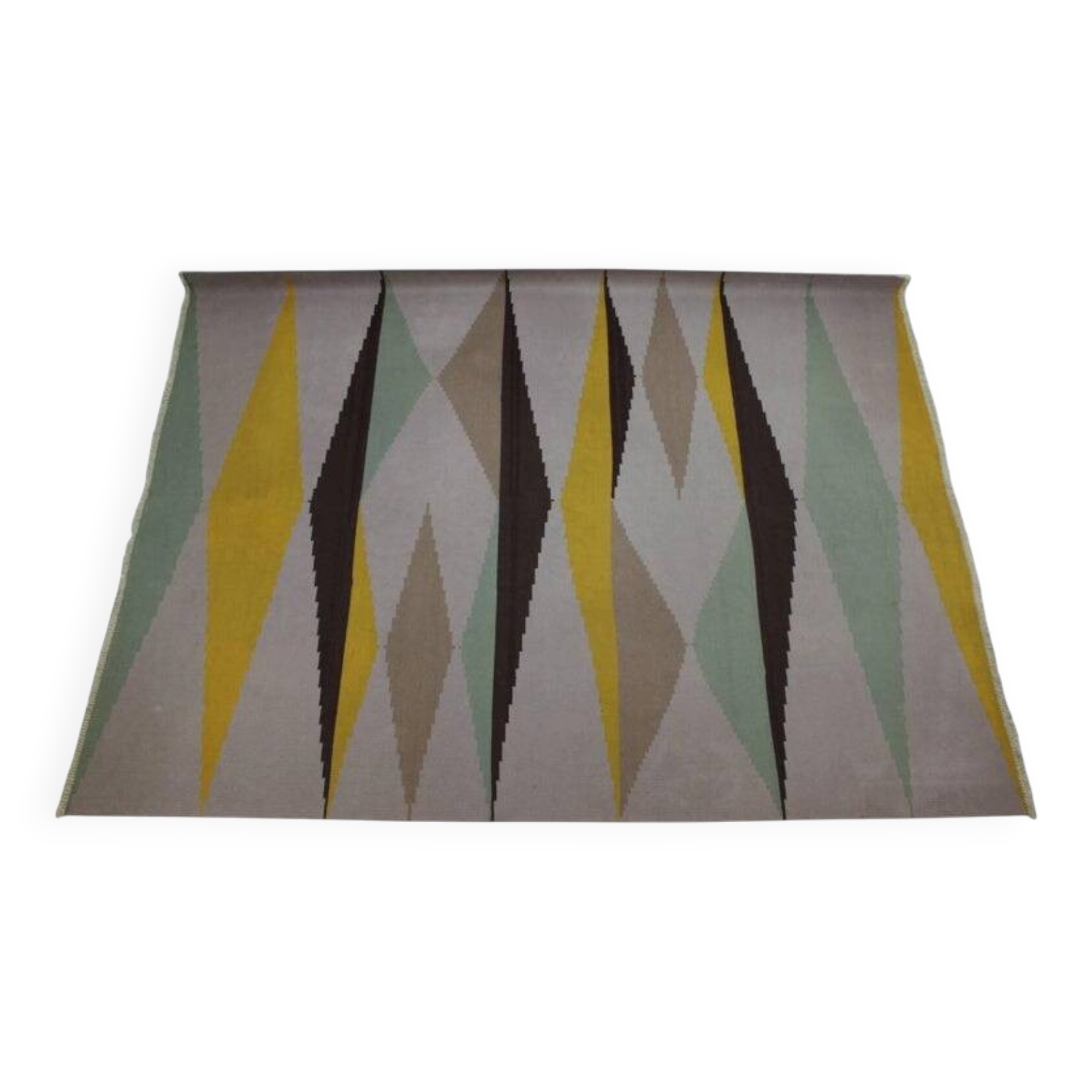 Big Modernist Geometric Kilim Carpet, A. Kybal, 1960s