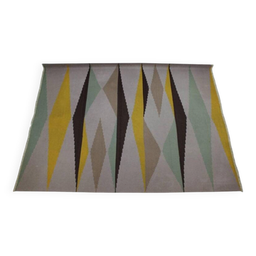 Tapis kilim géométrique moderniste, A. Kybal, années 1960
