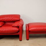 Maralunga armchair and ottoman by Vico Magistretti for Cassina