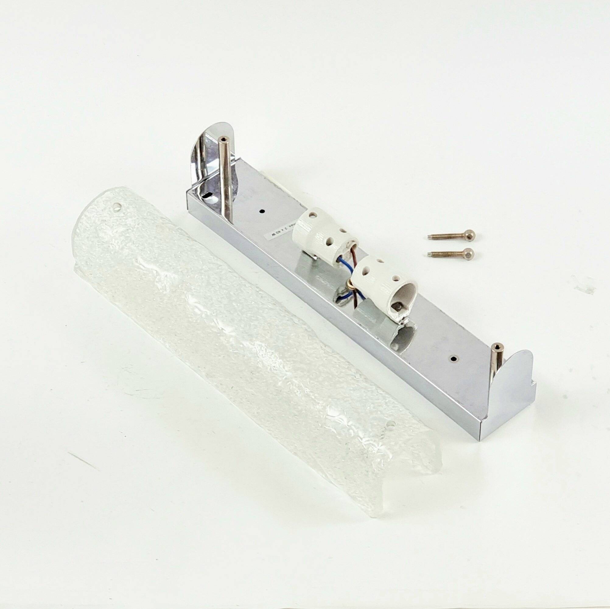 Paire de lampes murales en verre de Murano tubulaire du milieu du siècle de Hillebrand, années 1970.