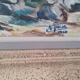 Tableau Pont Napoléon Luz Saint Sauveur 1950 signé