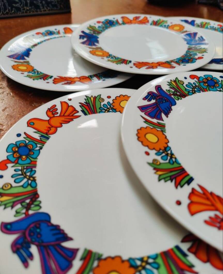 Suite de 6 assiettes acapulco