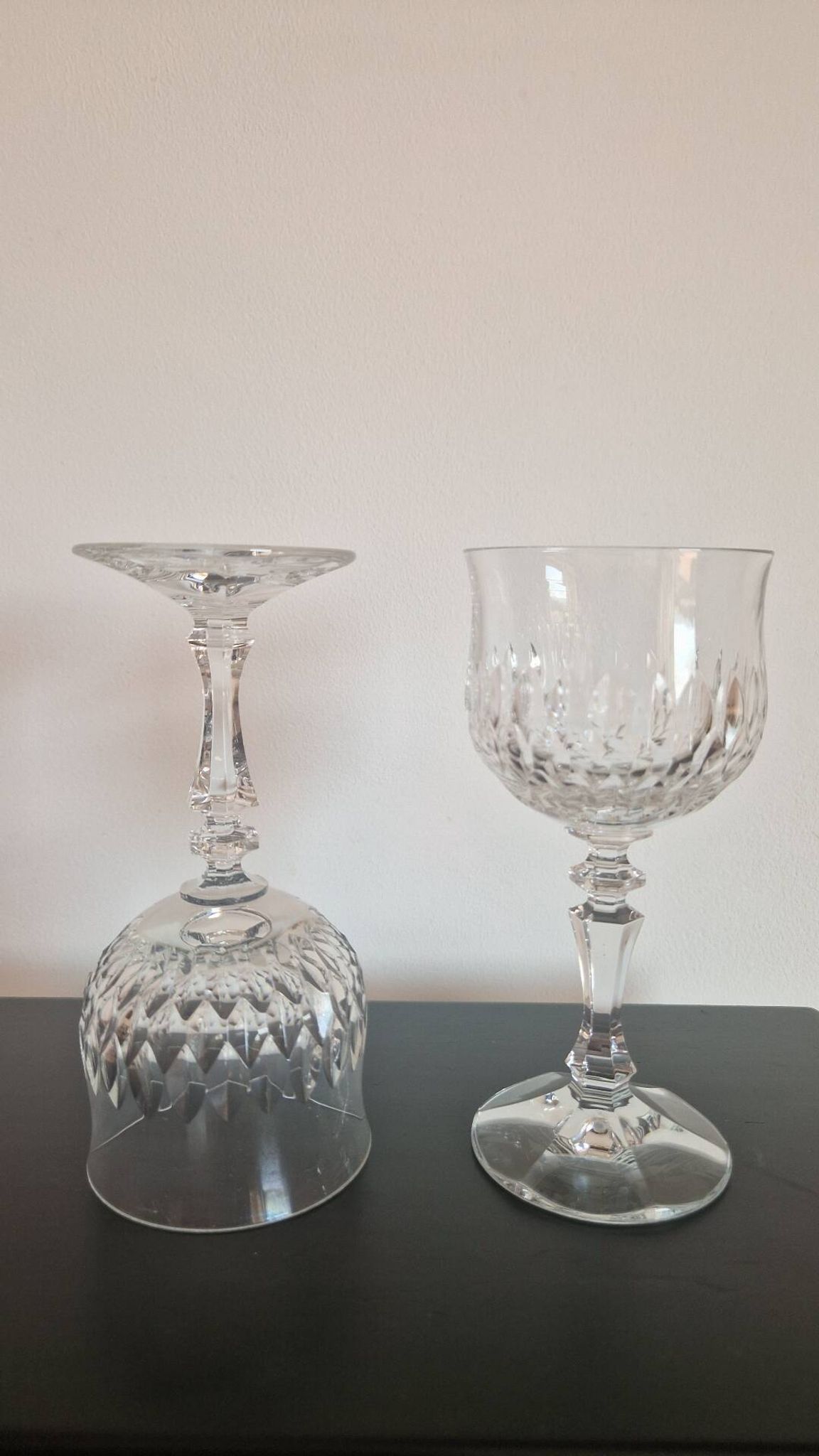 Pair of cut crystal wine glasses Schott Zwiesel