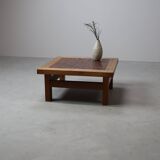 Mid-Century botanical ceramic tile coffee table in Oak, 1960s