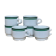 Lot 6 tasses en porcelaine blanc rayure vert