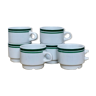 Lot 6 tasses en porcelaine blanc rayure vert