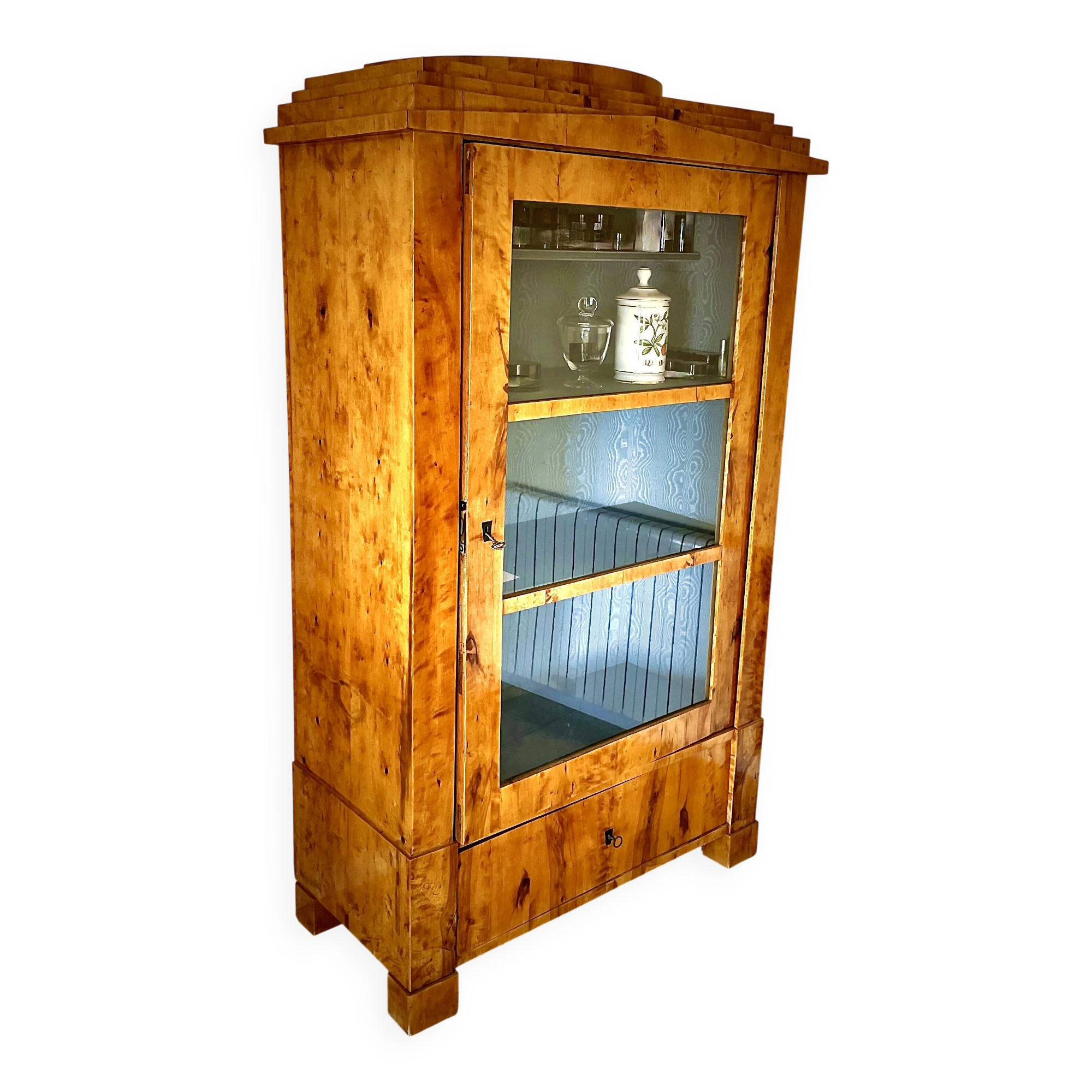 Birch plywood exhibition library, Biedermeier style, XI