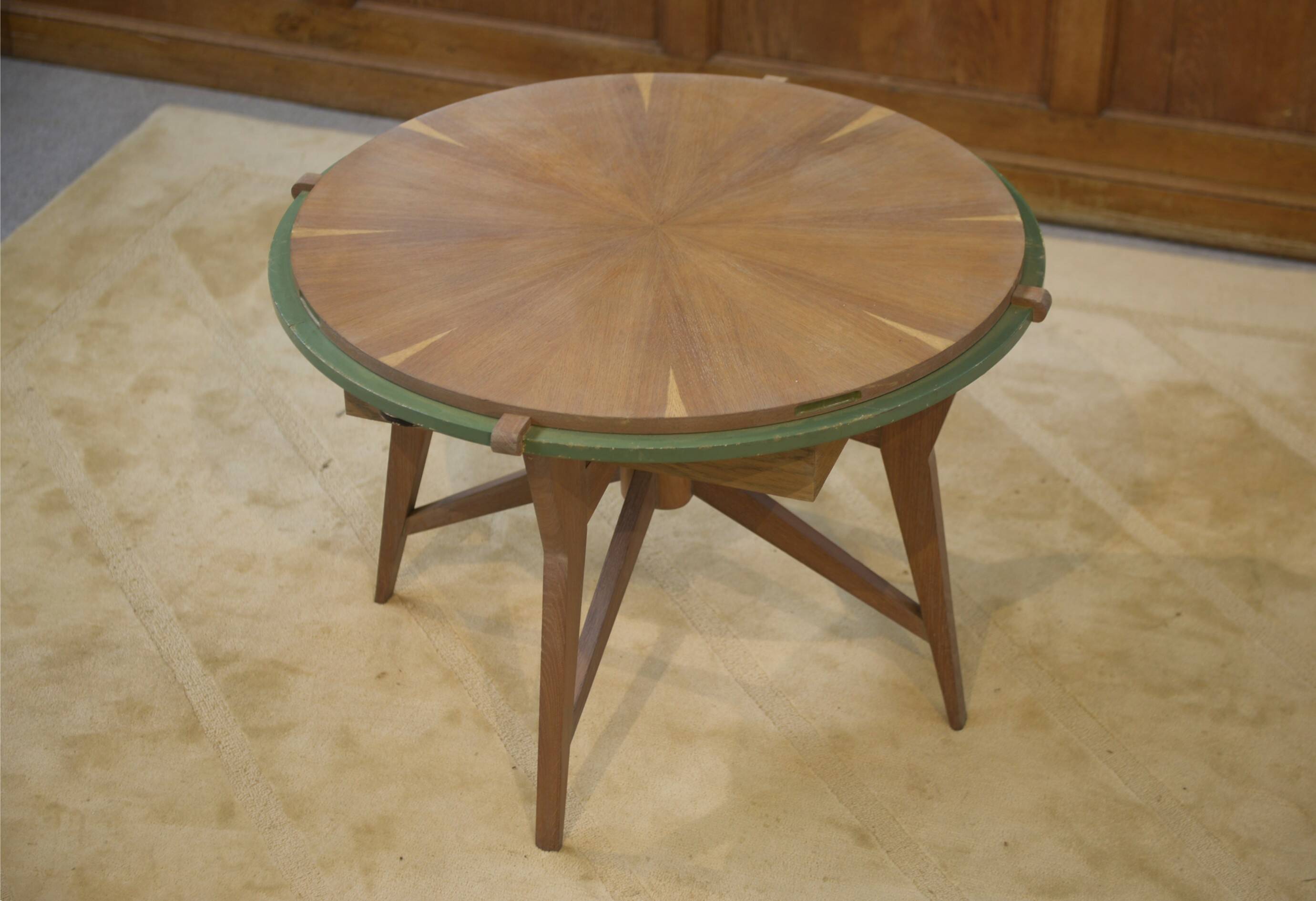 Table de jeux / guéridon en chêne 1940’s