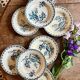 Set of 8 antique deep plates in ironstone, Chardons de Gien