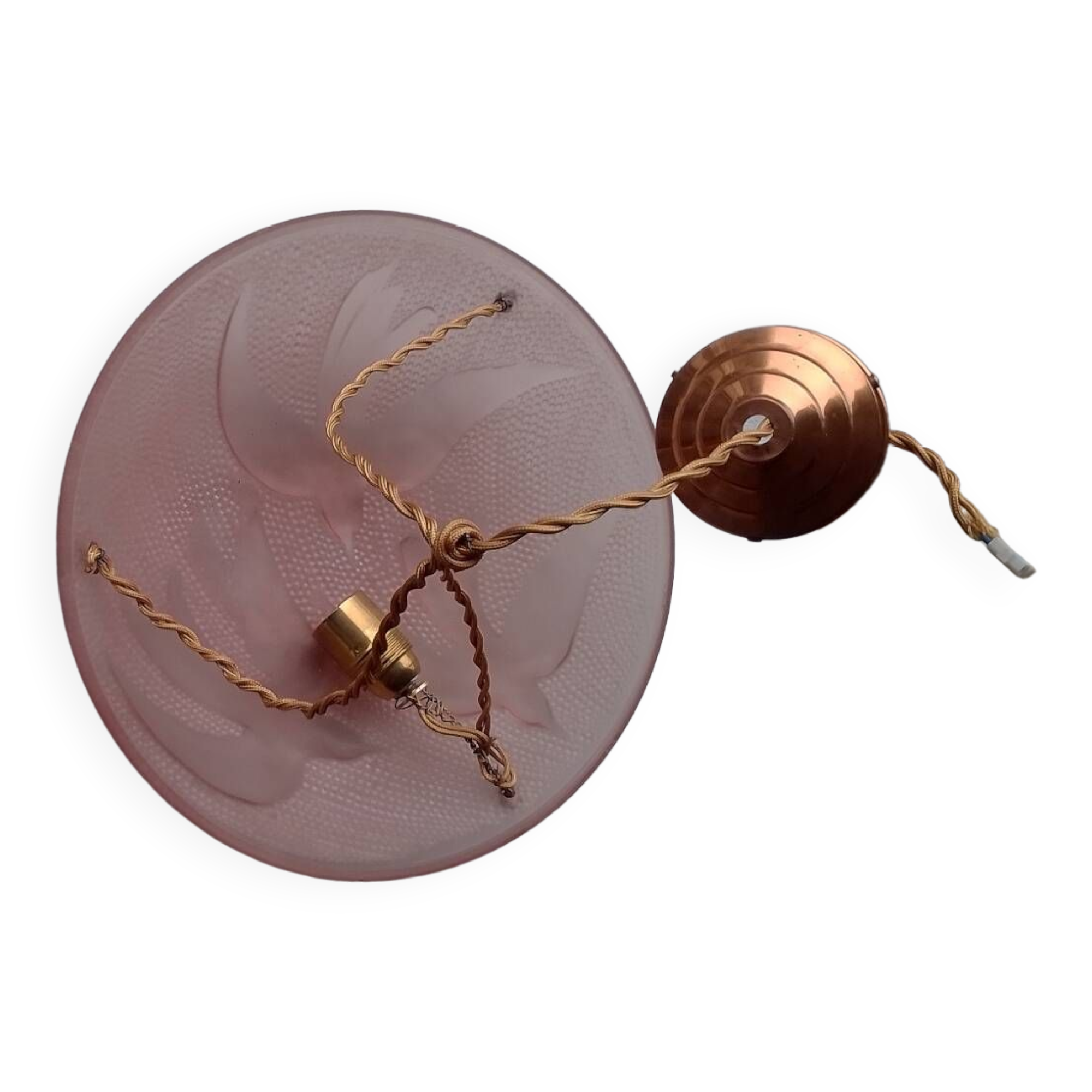 Pendant light rose gold glass paste birds