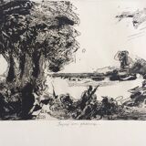 Etienne LODÉHO, Landscape with figure, 1988. Aquatint signed in pencil