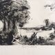 Etienne LODÉHO, Landscape with figure, 1988. Aquatint signed in pencil