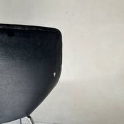 Barrel chair in black leather & chrome by Guariche for Steiner France 1970