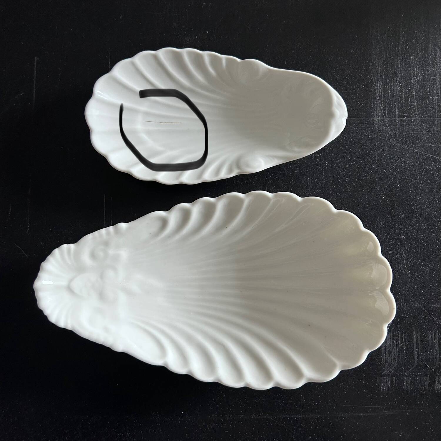 Duo of shell bowls