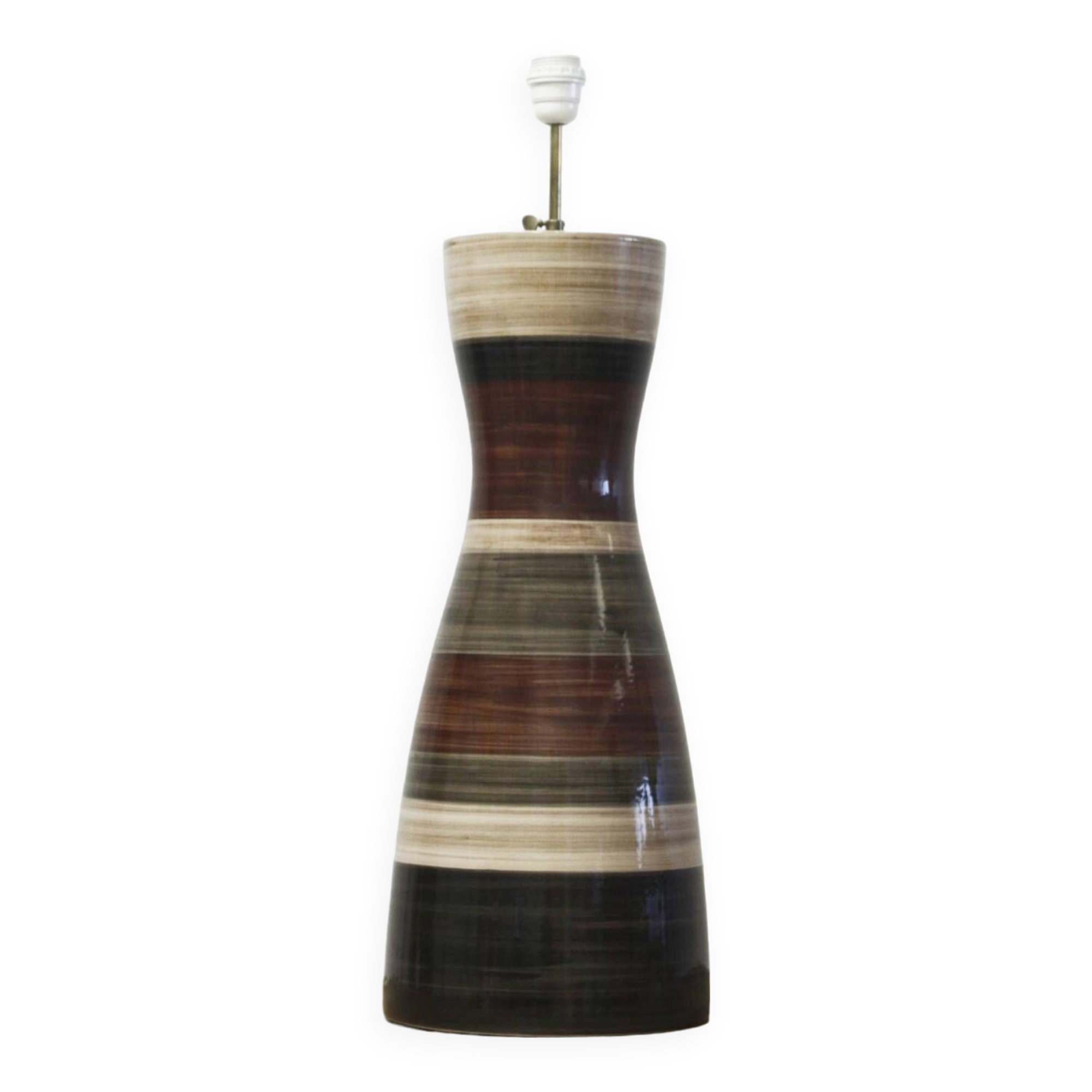 ceramic diabolo lamp base from Faïenceries de Charolles for Roche Bobois