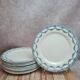 Set of 12 antique Salins "Petit Trianon" blue ironstone dinner plates.