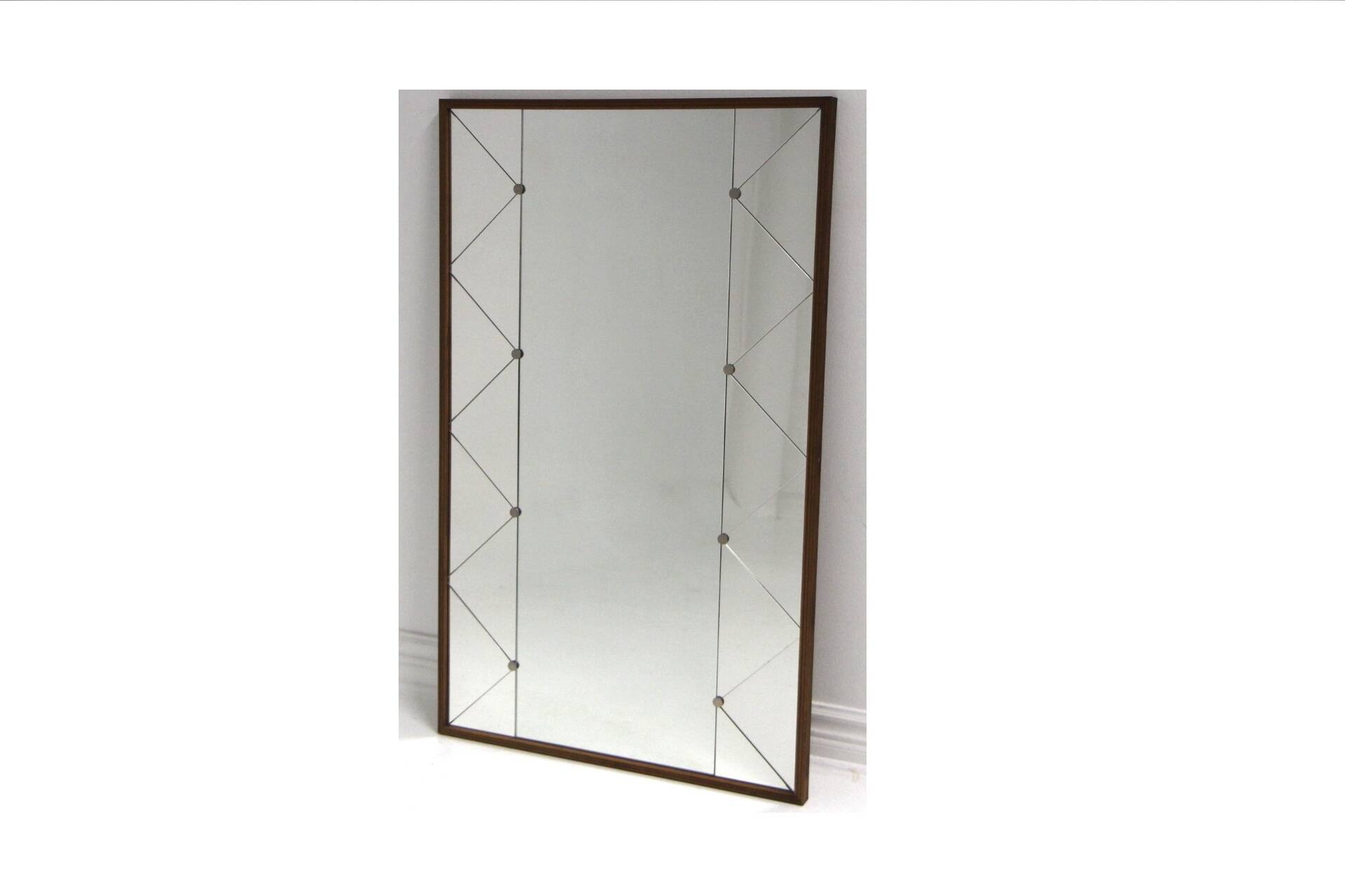 Scandinavian teak and metal mirror, Sweden, 1960, 73x117cm