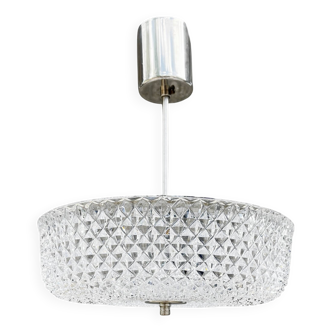 Lampe à suspension en cristal, Kamenicky Senov, Tchécoslovaquie, années 1960.