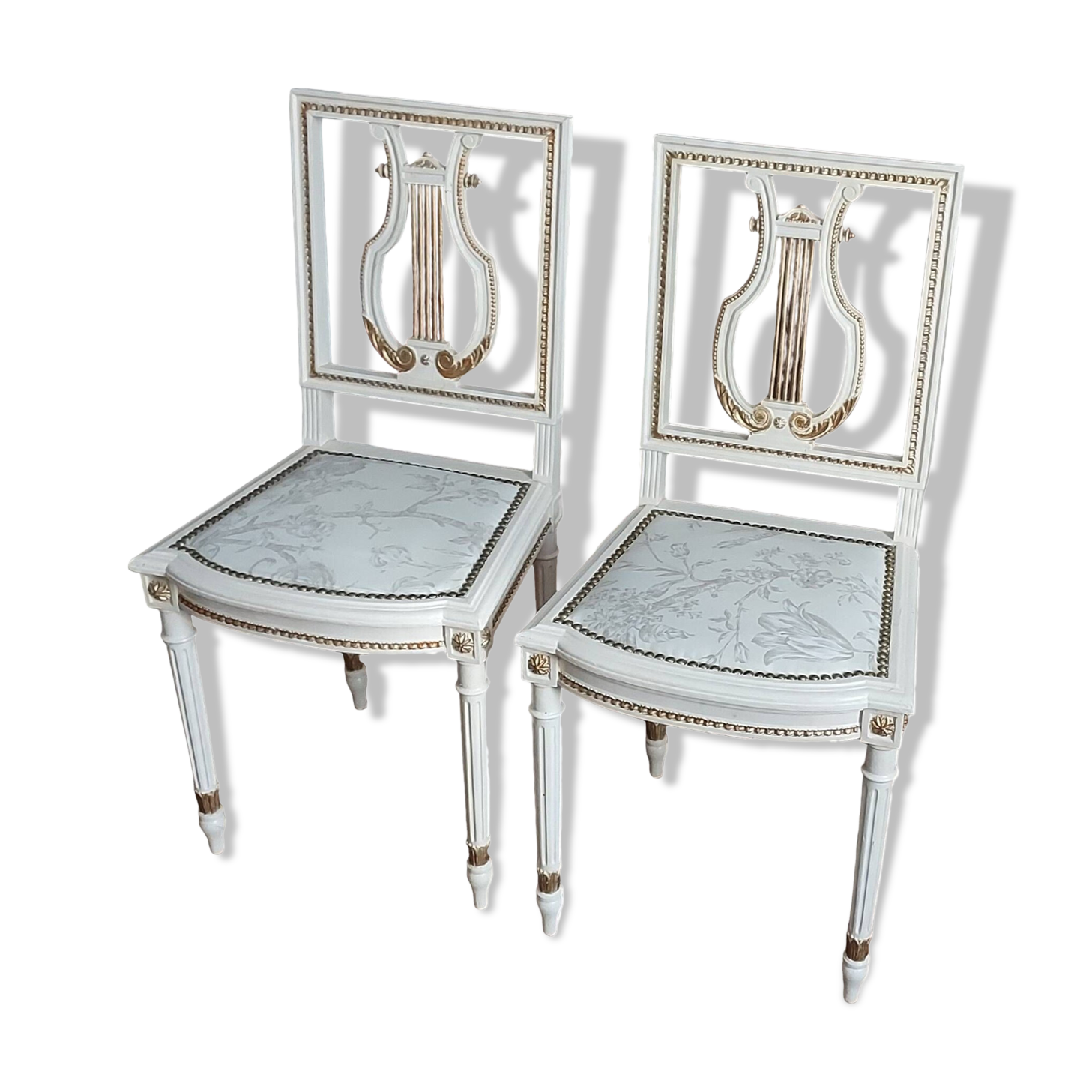 Pair of Louis XVI style bedroom chairs
