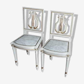 Paire de chaises de chambre style Louis XVI