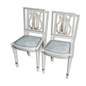 Paire de chaises de chambre style Louis XVI