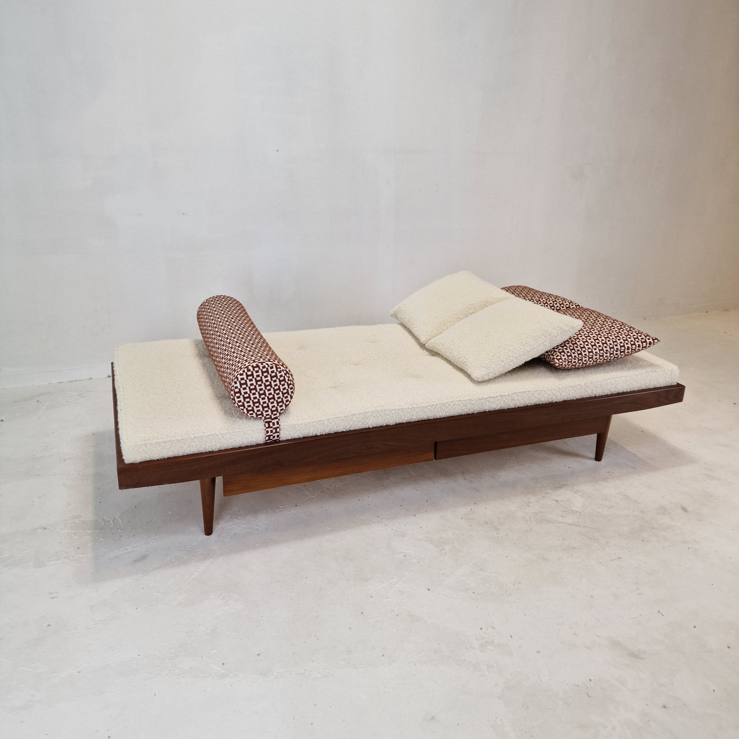 Teak Daybed with Hermes Cushions and Bolster, 1960s