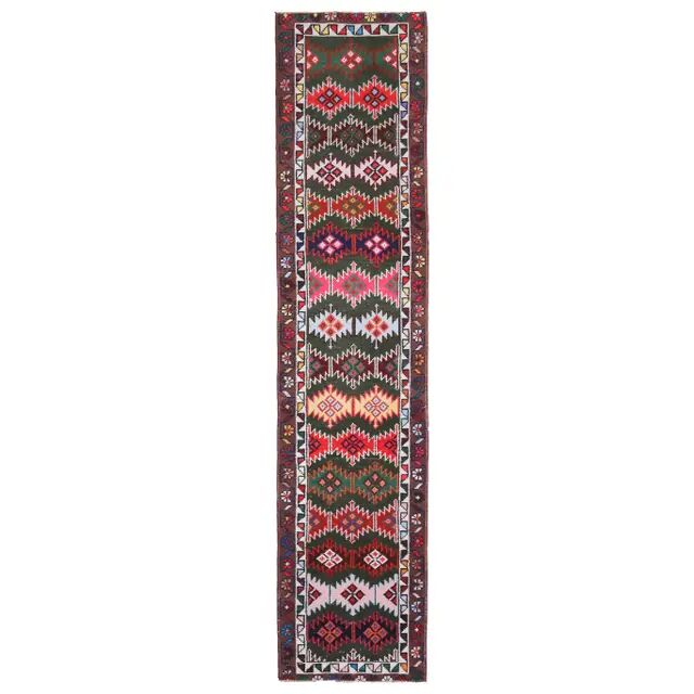 Tapis couloir vintage en laine et coton turc noué à la main 82x380