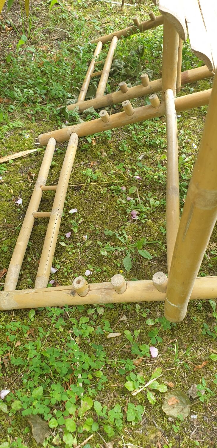Paire de chaises longues en bambou, transats