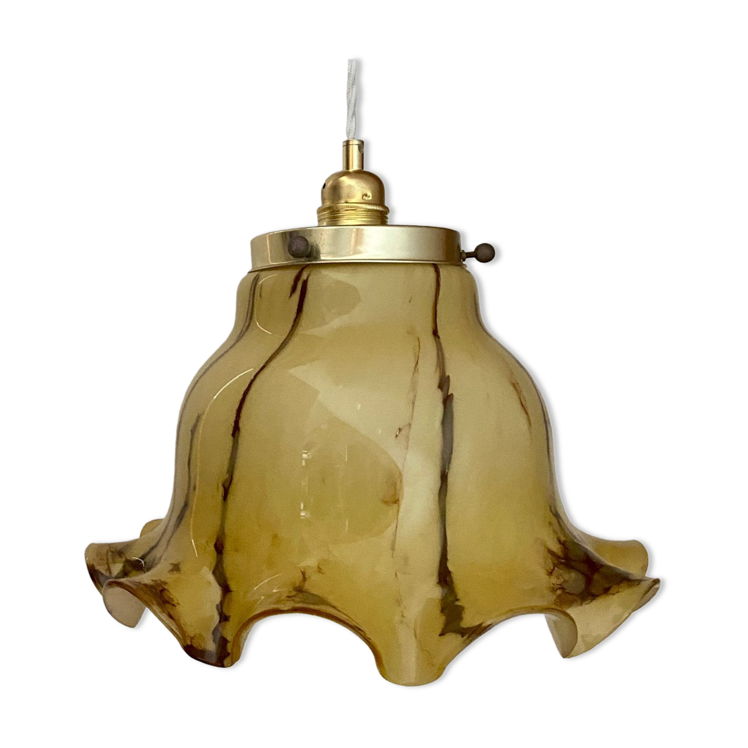 Suspension lamp xxl vintage glass clichy marbled effect