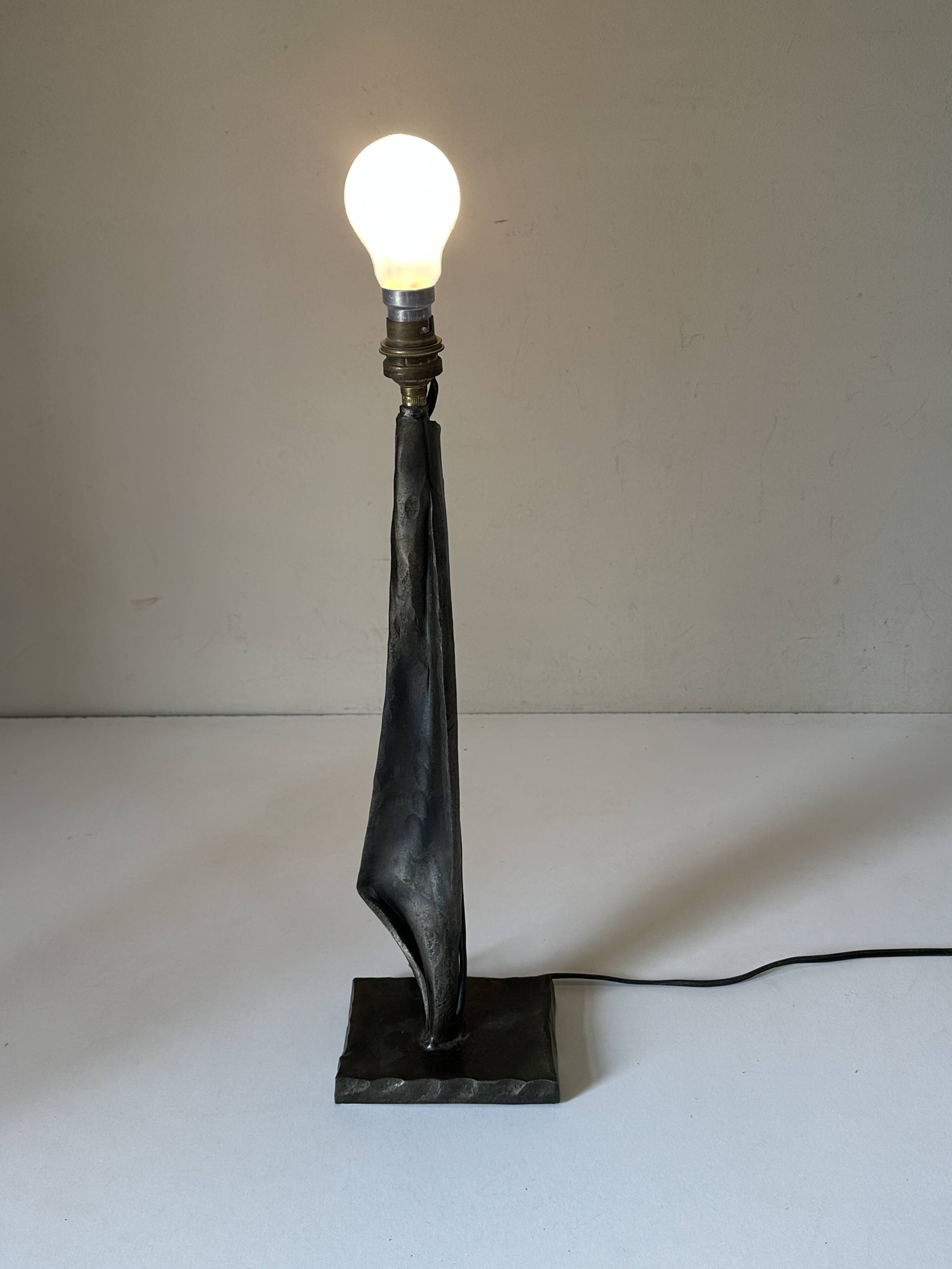 Vintage 60s metal brutalist lamp